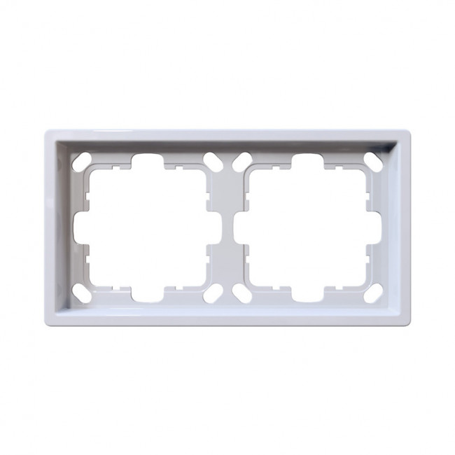 Рамка серия FD 2-постовая, цвет белый глянцевый, FD1002W, Jasmart