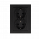 Розетка SHUKO© двойная с защитными шторками 16A 250V~ 2P+T, цвет Антрацит, G5504B, JASMART