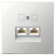 Интернет розекта 2х терминальная 6 категория, цвет Алюминий, FD6108BR, Jasmart