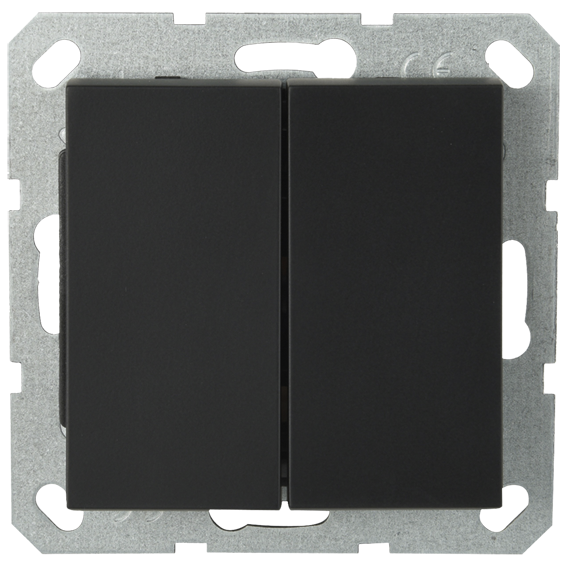 Перекрестный выключатель 2х клавишный 10А, 250В, цвет черный матовый, G3014PB, Jasmart