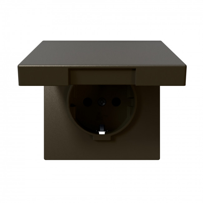 Розетка SCHUKO© с крышкой и защитными шторками 16A 250V~ 2P+T, цвет Бронза, FD5505BR, Jasmart