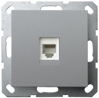 Интернет-розетка RJ45 с накладкой, цвет Алюминий, G6105S, Jasmart