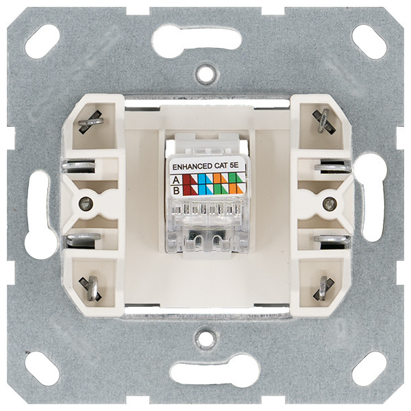 Интернет-розетка RJ45 с накладкой, цвет Алюминий, G6105S, Jasmart