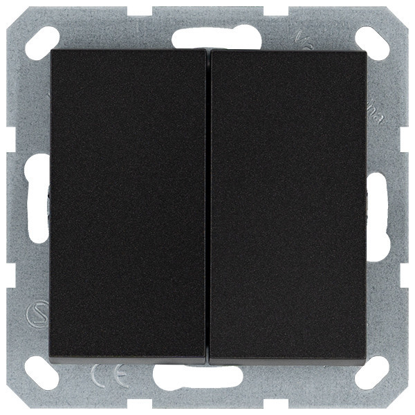 Перекрестный выключатель 2х клавишный 10А, 250В, цвет антрацит, G3014B, Jasmart