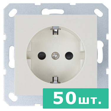 Розетка SHUKO© с защитными шторками 16A 250V~ 2P+T, цвет слоновая кость,  JASMART, набор, 50 шт.
