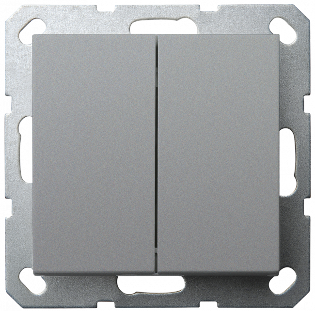 Перекрестный выключатель 2х клавишный 10А, 250В, цвет алюминий, G3014S, Jasmart