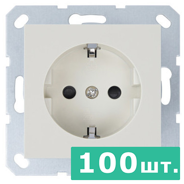 Розетка SHUKO© с защитными шторками 16A 250V~ 2P+T, цвет слоновая кость, JASMART, набор, 100 шт.