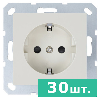 Розетка SHUKO© с защитными шторками 16A 250V~ 2P+T, цвет слоновая кость, JASMART, набор, 30 шт.