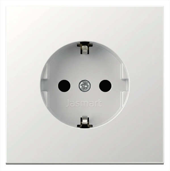 Розетка SCHUKO© с защитными шторками 16A 250V~ 2P+T, цвет Алюминий, FD5501BR, Jasmart