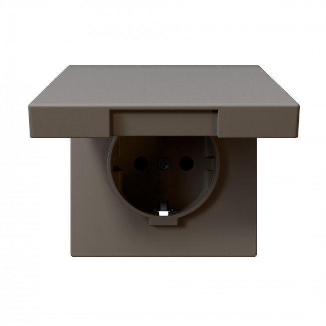 Розетка SCHUKO© с крышкой и защитными шторками 16A 250V~ 2P+T, цвет матовый Тауп (soft touch), FD5505PTM, Jasmart