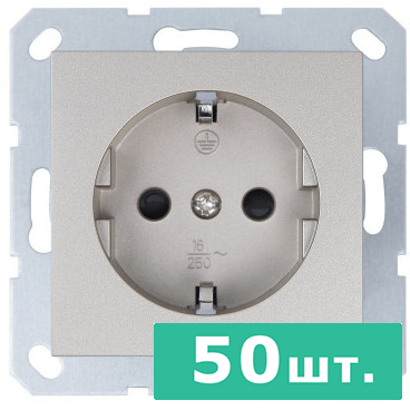 Розетка SHUKO© с защитными шторками 16A 250V~ 2P+T, цвет шампань,  JASMART, набор, 50 шт.