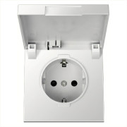 Розетка SCHUKO© с крышкой и защитными шторками 16A 250V~ 2P+T, цвет Алюминий, FD5505BR, Jasmart