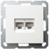 Интернет-розетка RJ45 двойная с накладкой, цвет белый глянцевый, G6106W, JASMART