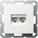 Интернет-розетка RJ45 двойная с накладкой, цвет белый глянцевый, G6106W, JASMART