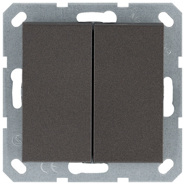 Перекрестный выключатель 2х клавишный 10А, 250В, цвет мокко, G3014Z, Jasmart