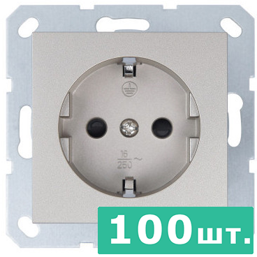 Розетка SHUKO© с защитными шторками 16A 250V~ 2P+T, цвет шампань, JASMART, набор, 100 шт.