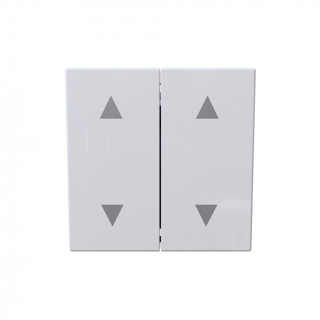 Выключатель двухклавишный для штор 10A 250V~ с накладкой, цвет белый глянцевый, FD3028W, Jasmart