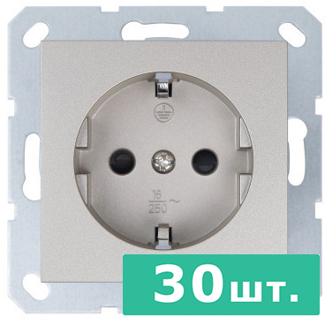 Розетка SHUKO© с защитными шторками 16A 250V~ 2P+T, цвет шампань, JASMART, набор, 30 шт.