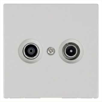 Розетка TV+FM ?9.5mm оконечная с накладкой, цвет Алюминий, FD6204BR, Jasmart