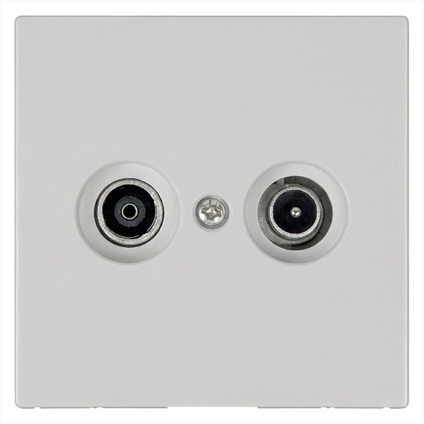 Розетка TV+FM ?9.5mm оконечная с накладкой, цвет Алюминий, FD6204BR, Jasmart