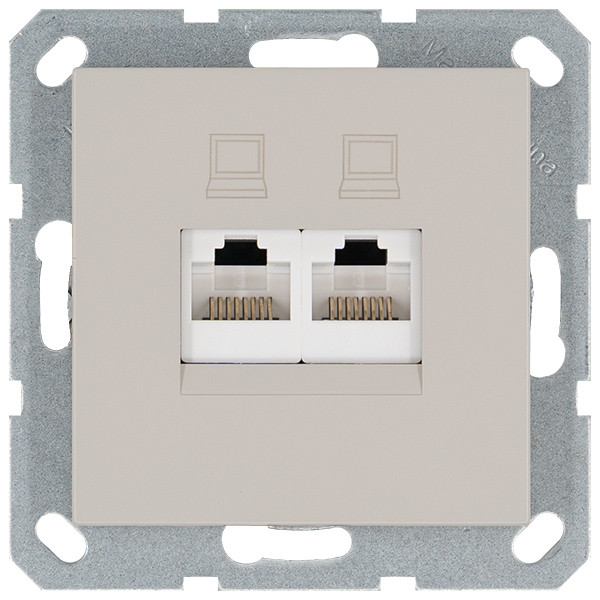 Интернет-розетка RJ45 двойная с накладкой, цвет Тауп, G6106T, JASMART
