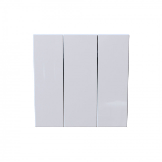 Выключатель трехклавишный 10A 250V~с накладкой, цвет белый глянцевый, FD3031W, Jasmart
