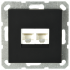 Интернет-розетка RJ45 двойная с накладкой, цвет черный матовый (soft touch), G6106PB, JASMART