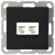 Интернет-розетка RJ45 двойная с накладкой, цвет черный матовый (soft touch), G6106PB, JASMART