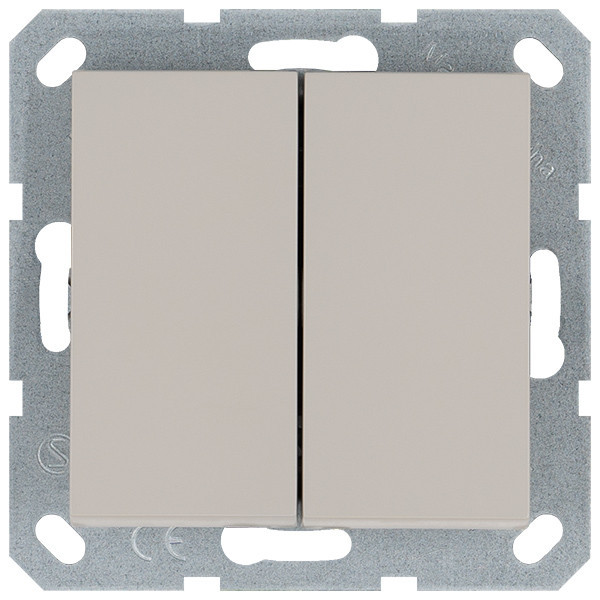 Перекрестный выключатель 2х клавишный 10А, 250В, цвет тауп, G3014T, Jasmart