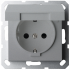 Розетка SHUKO© с крышкой и защитными шторками 16A 250V~ 2P+T, цвет Алюминий, G5505S, JASMART
